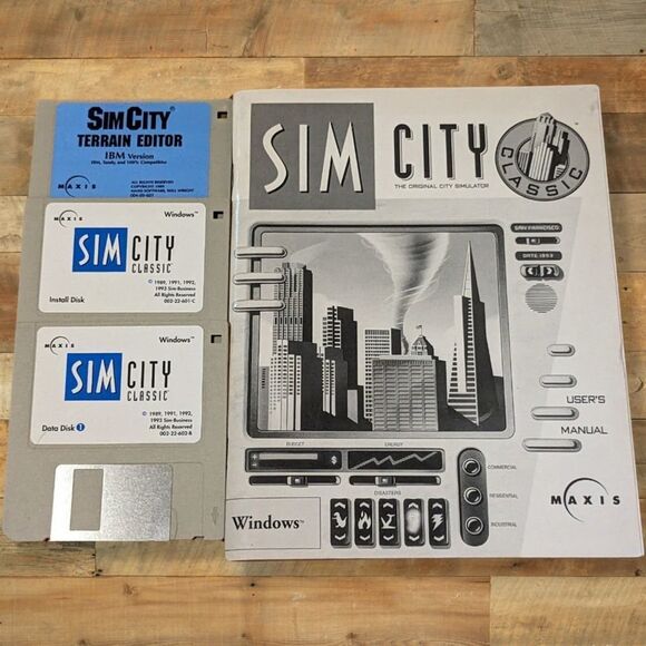 Vintage Sim City Classic Windows Floppy Disc Ed. With Original Manual Tested - Picture 1 of 3